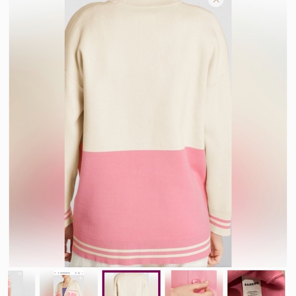 Sandro Benidorm Oversized Logo Applique Color Block Cardigan size M - Picture 4 of 5
